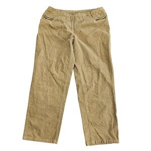 SlimSation for Appleseed's Womens 8P Beige‎ Corduroy Straight Crop Pull On Pants